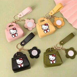 Sanrio Hello Kitty Pink Bag with Flower Keychain, coin purse